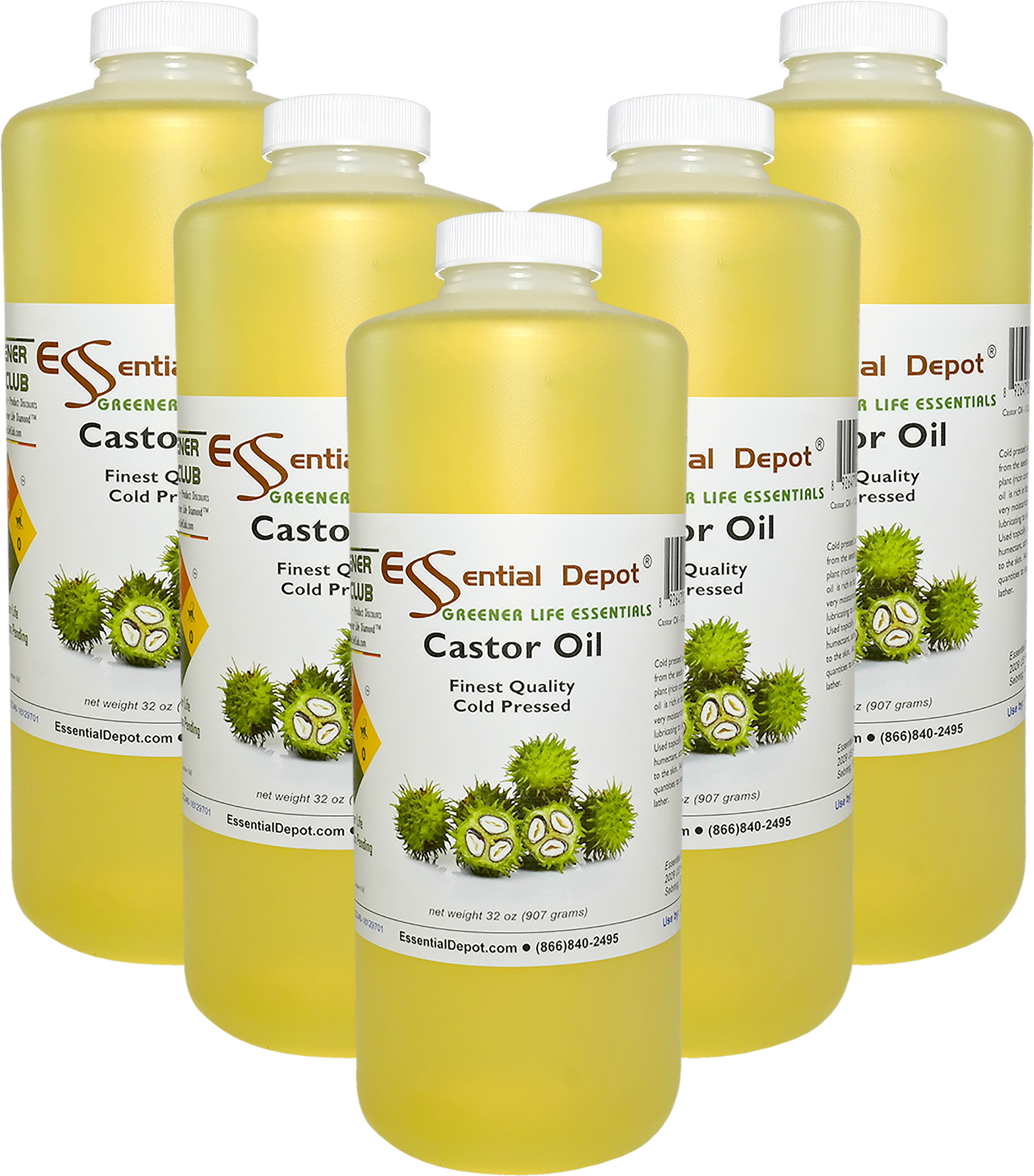Castor Oil - Food Quart - 5 Quarts (32 oz. net wt per container) - FREE