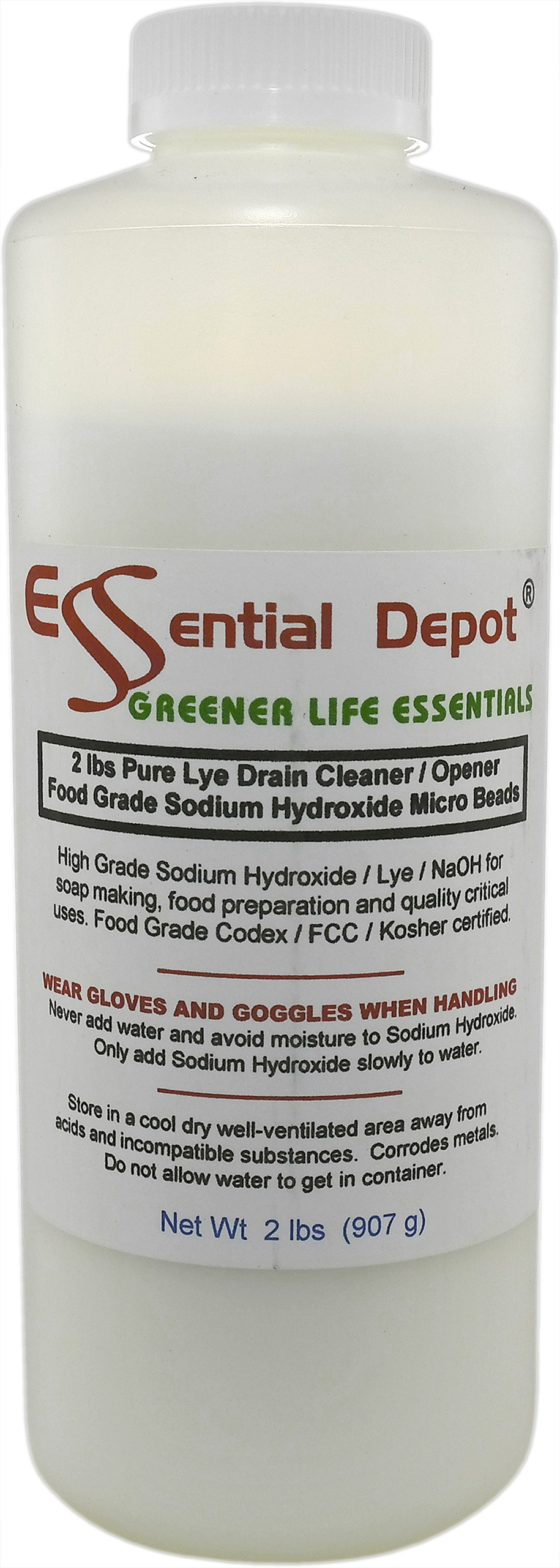 Sodium Hydroxide Lye Micro Beads - Food Grade - USP - 2 lbs - Makes best  soap and great for pretzels: Essential Depot