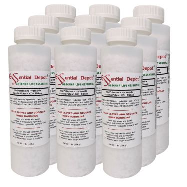 Potassium Hydroxide Flakes KOH, Caustic Potash Anhydrous KOH Dry - 9 x 1lb  Bottles